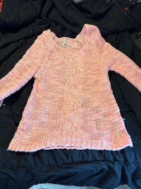 Aeropostale Pink Cable-Knit Scoop Neck Sweater